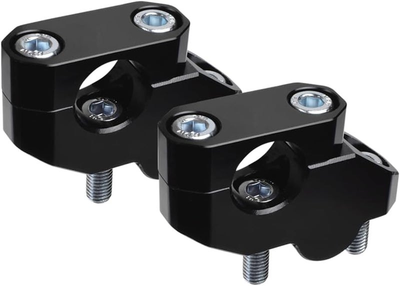 Feiteplus 7/8" Universal Handlebar Bar Risers Motorcycle Bar Clamps For Motorbike Pit Dirt Bikes Black Riser Extend, Height 26 mm(1.02"), 20mm (0.79") Backward or Forward, Black - Image 1